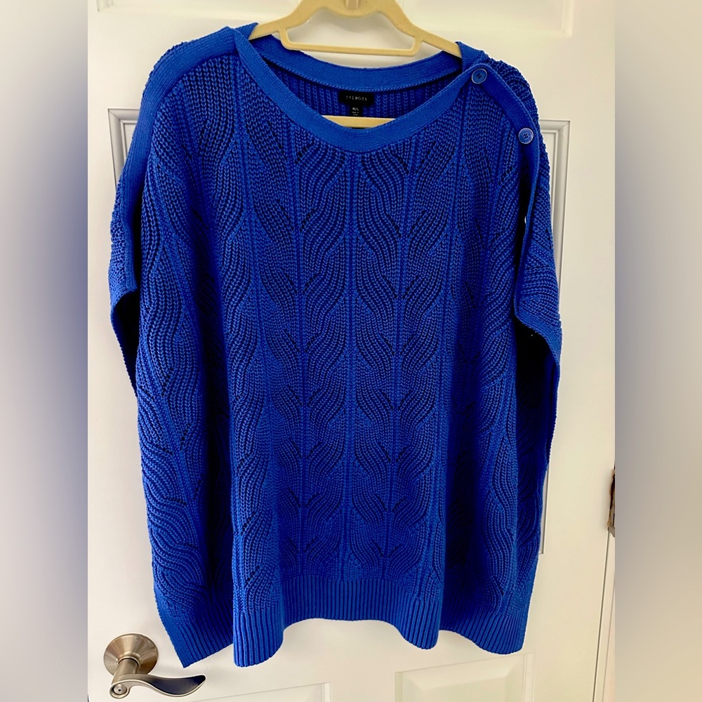 Talbots poncho size M/L bright sapphire blue